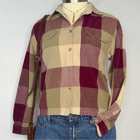 Vintage Y2K Flannel Button Front Shirt Cabincore Cottagecore Fall Size Large - Picture 1 of 8